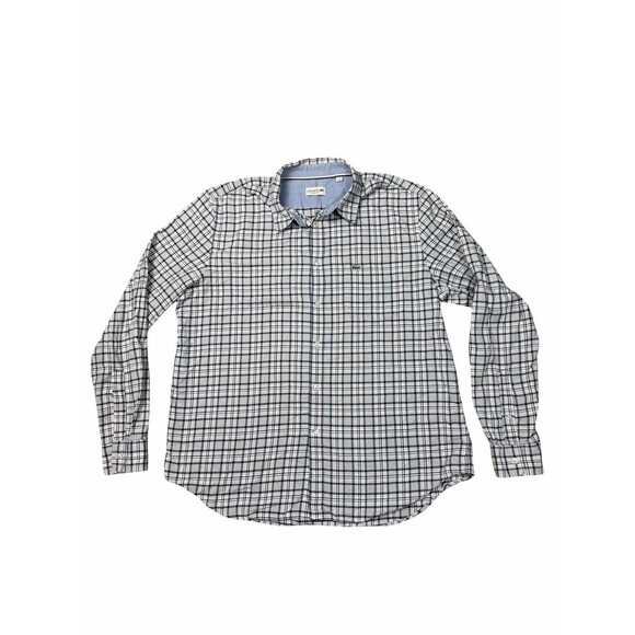 Lacoste Plaid Long Sleeve Button Down Shirt Mens Size 45 (XL-2XL) Cotton Casual - Picture 4 of 10